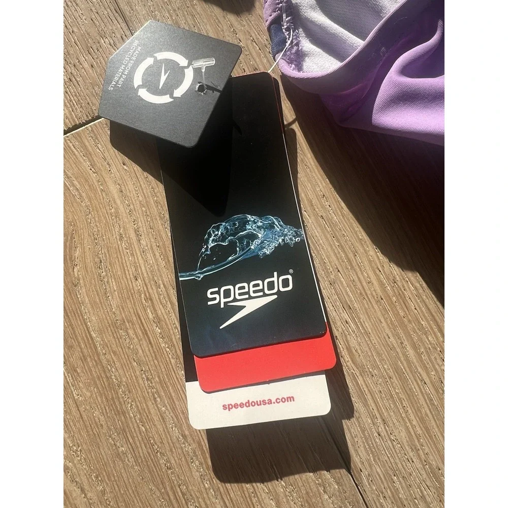 NWT Speedo Girl's Swimsuit One Piece Infinity Splice Thick Strap Sweet Taro Sz 8